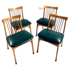 Vintage Midcentury modern wood dining chairs, Set of Four, Italy, 1960s