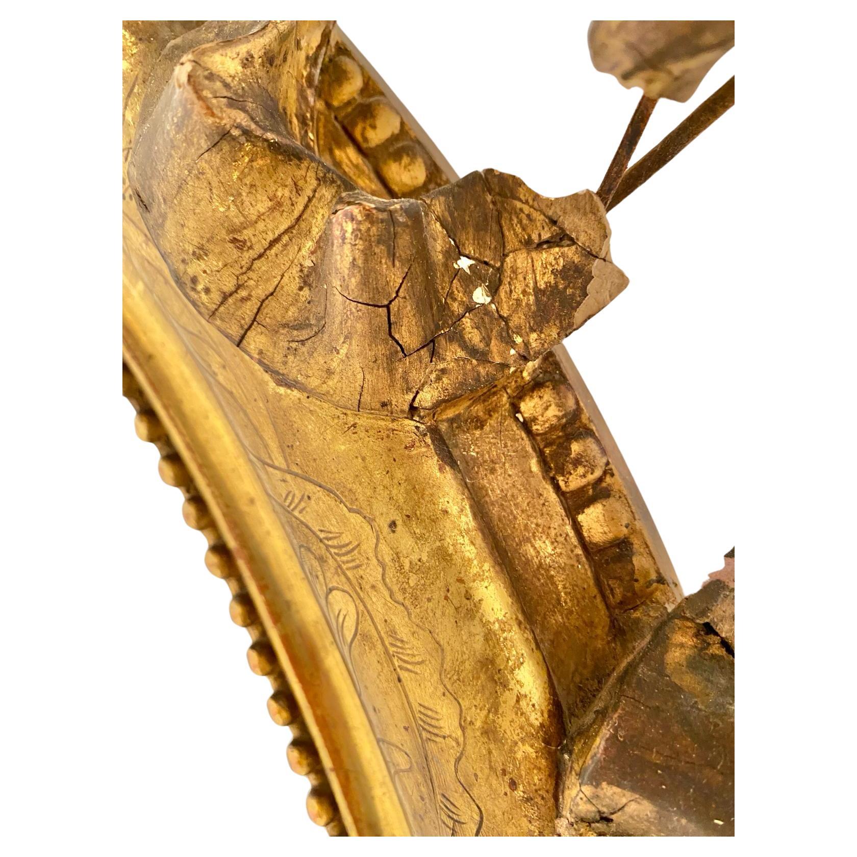 19th Century Antique Gold Leaf Wall Mirror Italy 1850s For Sale 2