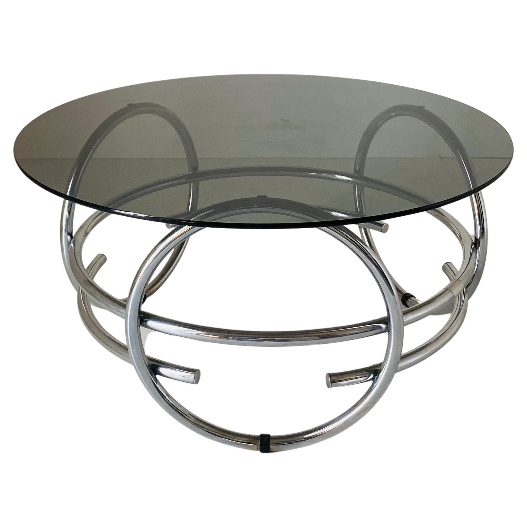 Vintage round coffee table in space age style, Italy, 1970s For Sale