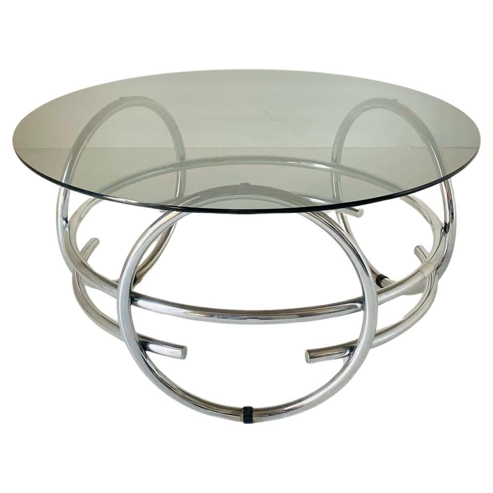 vintage round glass coffee table