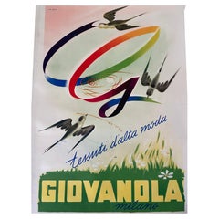 Vintage Original Wall Poster Textile company "Giovanola" , Italy 1960s