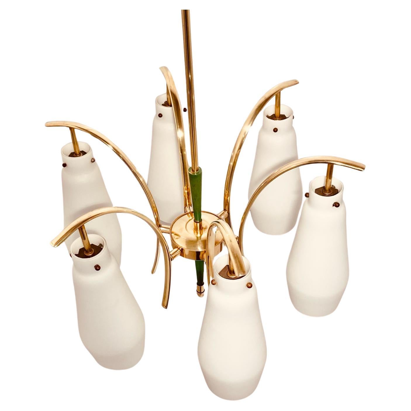 Vintage Stilnovo Brass Chandelier, Italy, 1950s 1