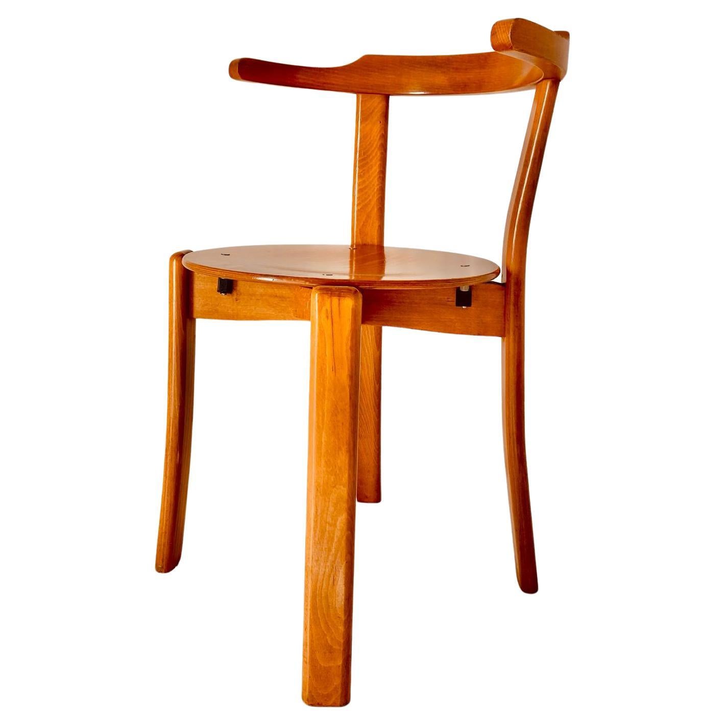 Vintage wood dining chairs in the style of Bruno Rey, set of four, Italy, 1970s For Sale 3