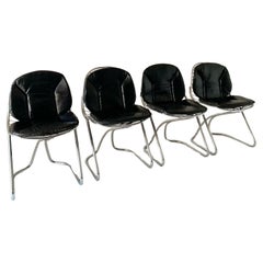 Chromed Dining Chairs, Gastone Rinaldi for RIMA, Set of Four, Italy I970s