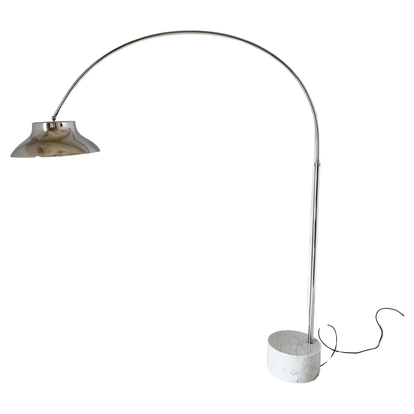Vintage XL chromed extendible arc floor lamp, Italy, 1960s For Sale
