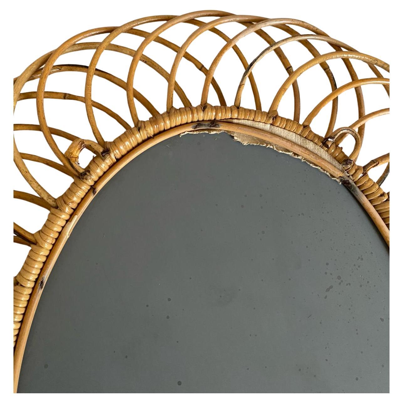 Specchio modello sunburst in bambù, Franco Albini, per Bonacina , Italia anni 60 For Sale 1