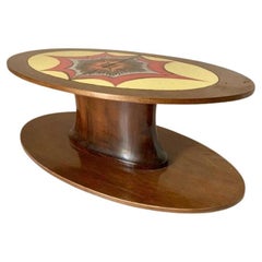 Table basse ovale en bois, Italie 1960