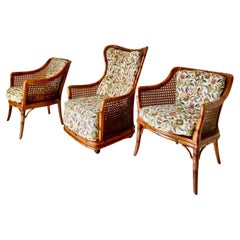 Ensemble de jardin en rotin moderne du milieu du siècle, Giorgetti Roma, Italie 1970