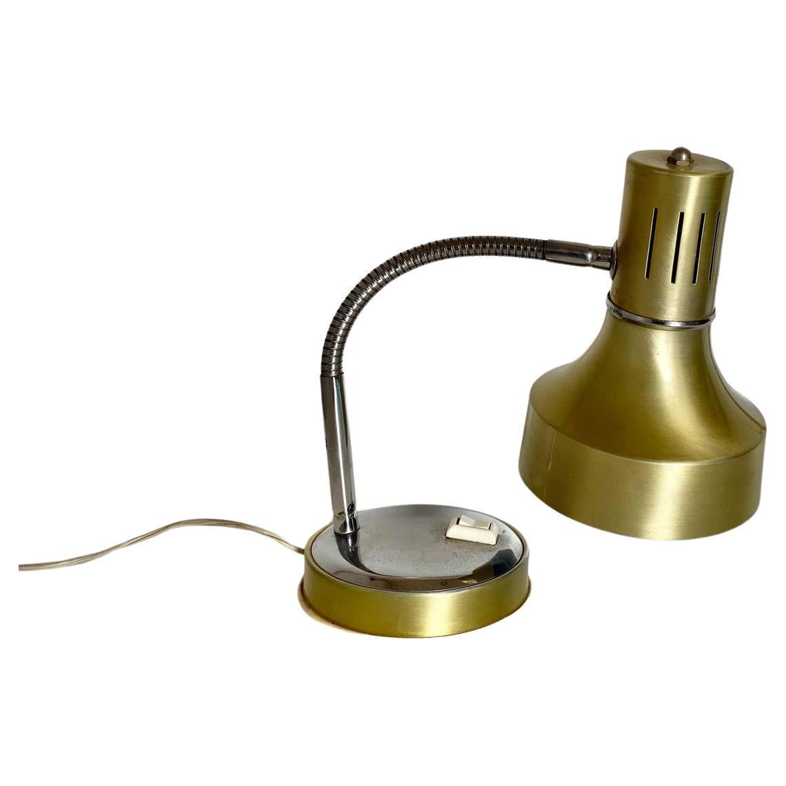 Industrial Vintage flexible brass table lamp, Italy 1960s  For Sale