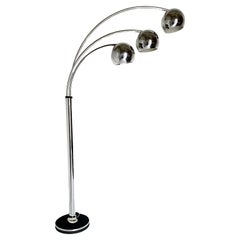 Vintage chromed floor lamp with flexible lights spots, Reggiani, Italy 1960s