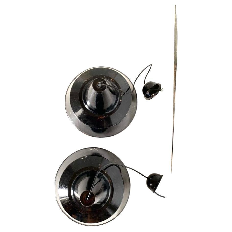Black industrial lights, Set of two, Italy 1950s In Good Condition For Sale In Ceglie Messapica, IT