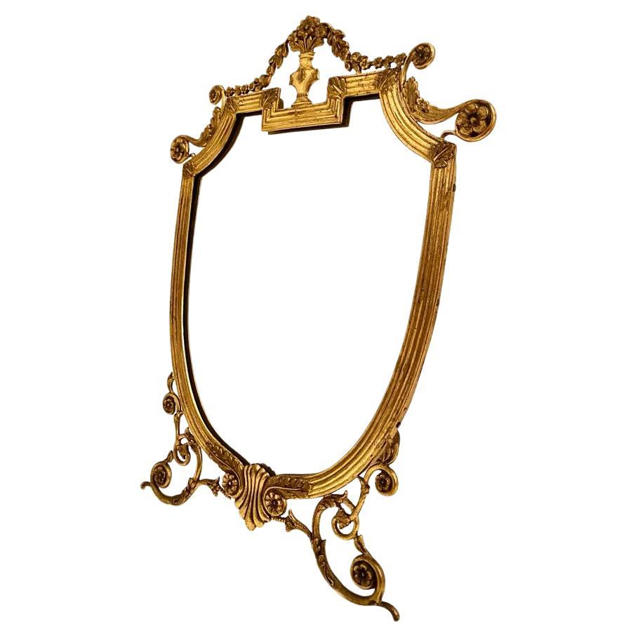 Art deco brass table mirror, Italy 1940 For Sale