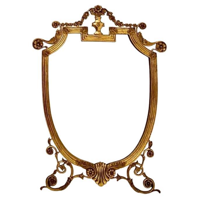 Rare full brass vanity mirror manufactured in Italy in the 1940s. 

Original glass, back side of the mirror in wood venereed with beech wood. 

Back side brass support with hole made to fix the mirror if needed. 

In very good conditioins with only