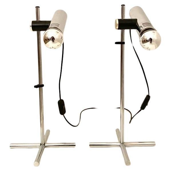 Vintage chromed table lamps, set of two, Targetti Sankey, Italy 1970s In Good Condition For Sale In Ceglie Messapica, IT