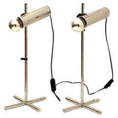 Retro chromed table lamps, set of two, Targetti Sankey, Italy 1970s