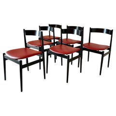 Set di sei sedie da pranzo Cassina moderne italiane, modello 107, Gianfranco Frattini
