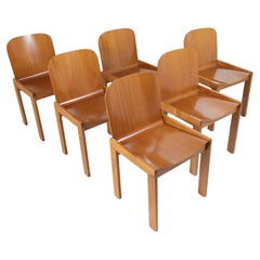 Mid Century Modern Wood Dining Chairs, Afra and Tobia Scarpa for Molteni, Italy