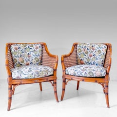 Lot de deux fauteuils vintage en rotin signés Giorgetti, Italie, design des années 1970
