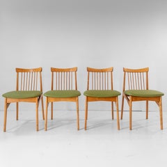 Four Mid-Century Modern Italian Wood Dining Chairs in the Style of Ico Parisi