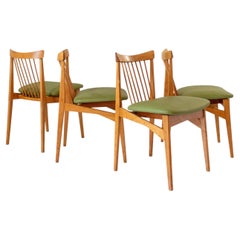Four Mid-Century Modern Italian Wood Dining Chairs in the Style of Ico Parisi