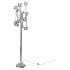 1970s Space Age 12-Light Chromed Floor Lamp in the Style of Gaetano Sciolari