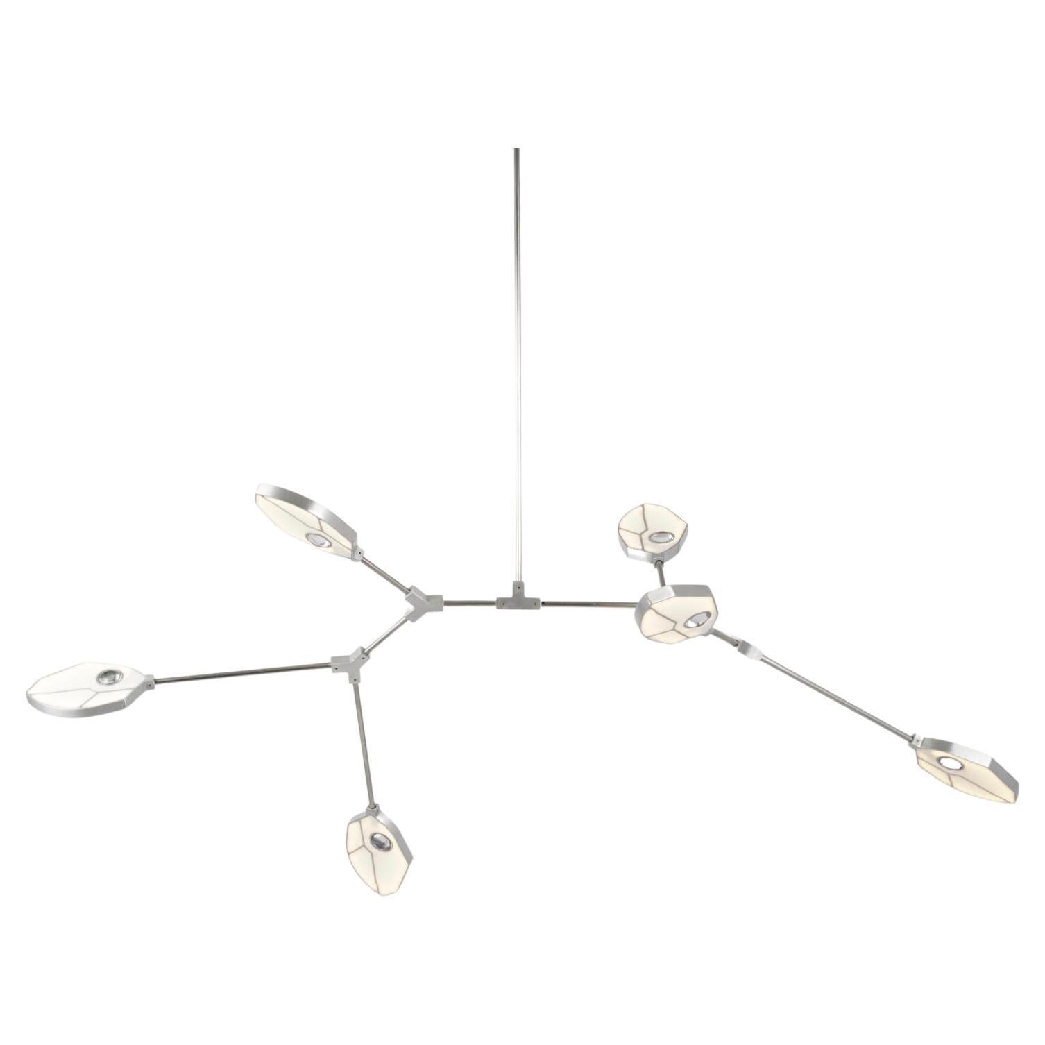 Modern Contemporary handmade sculptural LED Chandelier. Crystal, and páua shell. Small For Sale