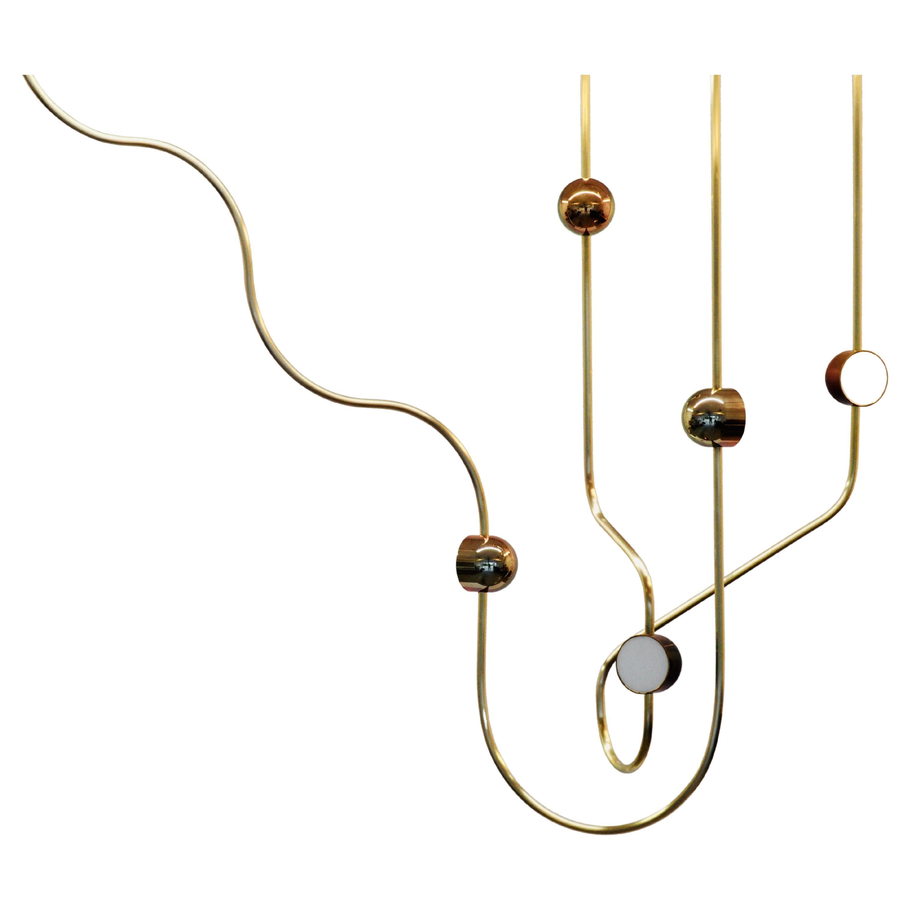 Dia Contemporary LED-Kronleuchter, Config. 2, Messing massiv, handgefertigt/bearbeitet, Kunst