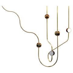 Lustre LED contemporain Dia, Config. 2, Laiton massif, Fait main/fini, Art