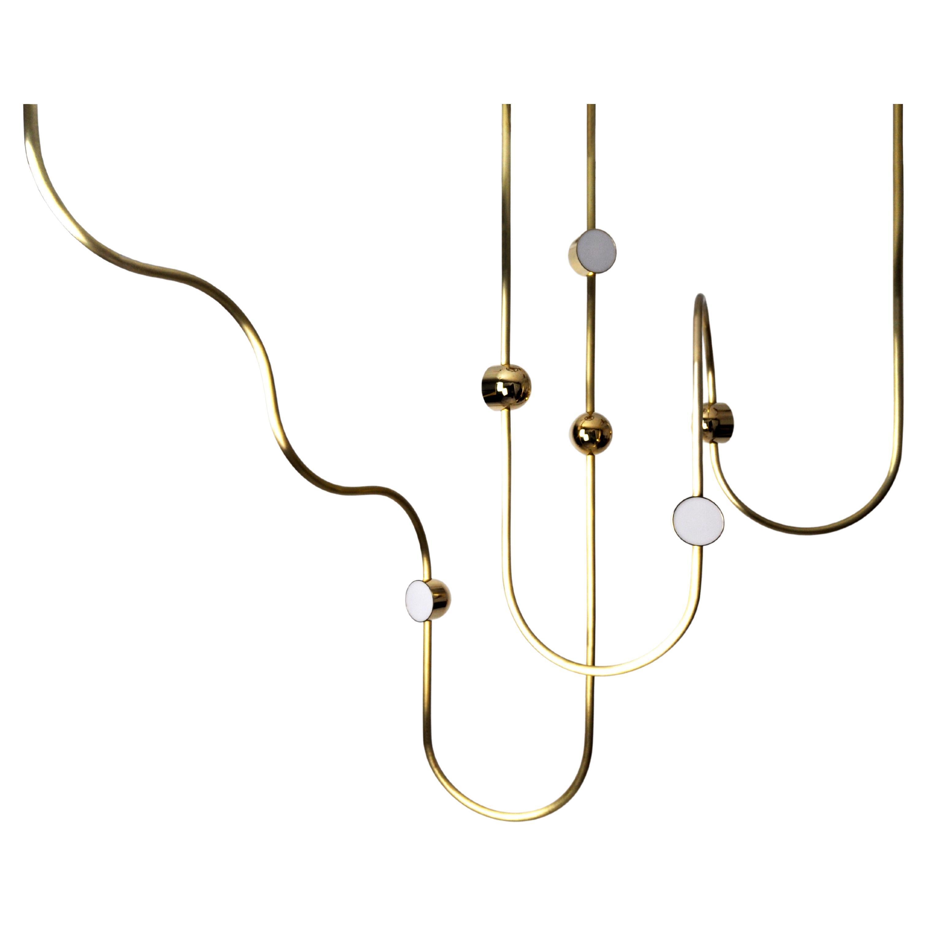 Lustre LED contemporain Dia, Config. 3, Laiton massif, Fait main/fini, Art