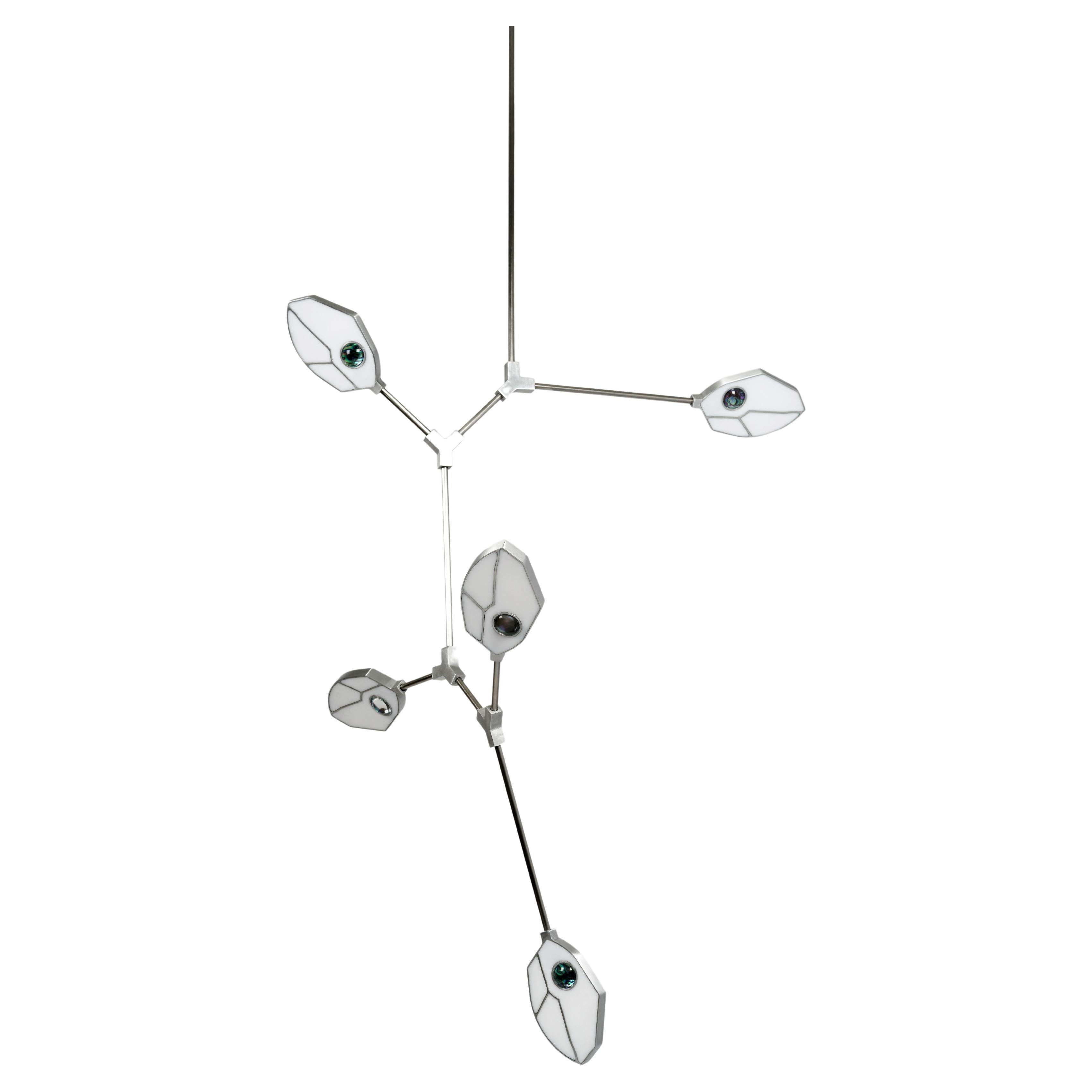 Contemporary Joni Config. 1 LED-Kronleuchter mit Kristall und Páua-Muschel