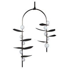 Sofia Boca de Cristal Soplado LED Config 1, Hecho a Mano Latón, Bronce o Níquel