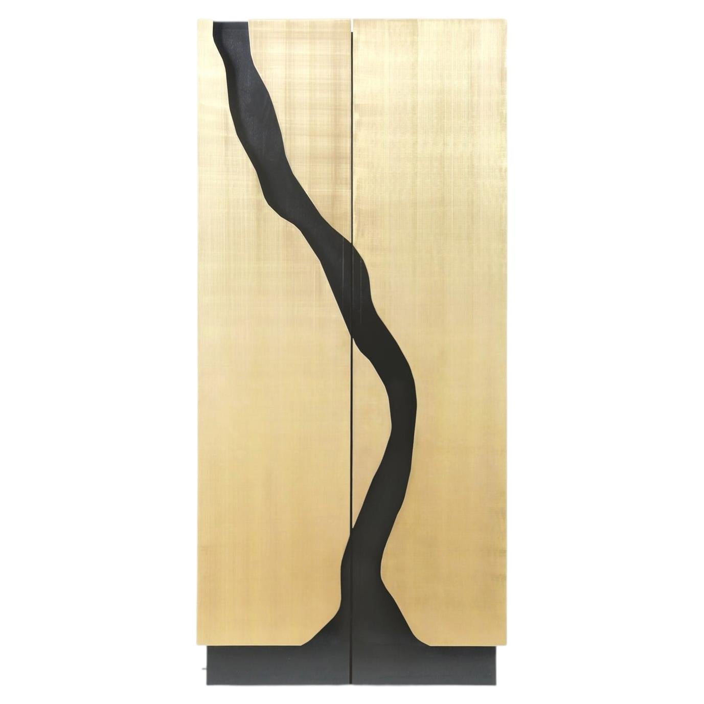 Modern Black Gold Drinks Cabinet in Brass Finish for Bottle Storage Wine Cooler