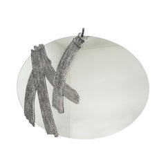 Espejo ovalado moderno para colgar en la pared, diseñado por Annibale Oste para Dilmos, en aluminio fundido