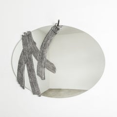 Espejo ovalado moderno para colgar en la pared, diseñado por Annibale Oste para Dilmos, en aluminio fundido