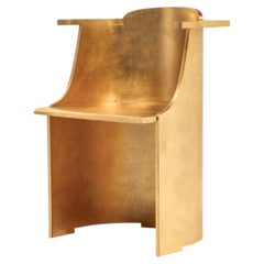 Moderner, handgefertigter Esszimmerstuhl aus Holz von Dilmos Edizioni mit Blattgold-Oberfläche