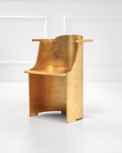 Moderner, handgefertigter Esszimmerstuhl aus Holz von Dilmos Edizioni mit Blattgold-Oberfläche