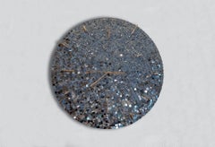 Horloge ronde contemporaine signée Davide Medri pour Dilmos, carreaux de mosaïque miroir et feuille d'or