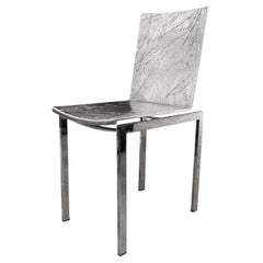 Silla de comedor diseñada por Andrea Salvetti para Dilmos, en aluminio fundido y acero inoxidable