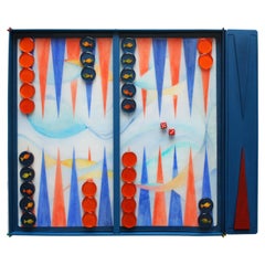 Modern Backgammon Board Game Handmade Epoxy Resin Handpainted Limited Edition