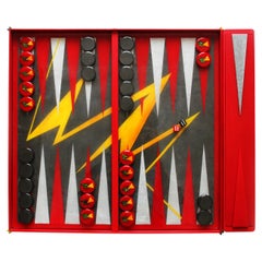 Jeu de backgammon moderne fait à la main en résine époxy peint à la main, édition limitée