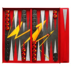 Modernes Backgammon-Spiel, handgefertigt aus Epoxidharz, handbemalt, limitierte Auflage