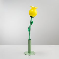 Moderne wiederaufladbare Tischlampe Murano Glas Blume Alessandra Baldereschi