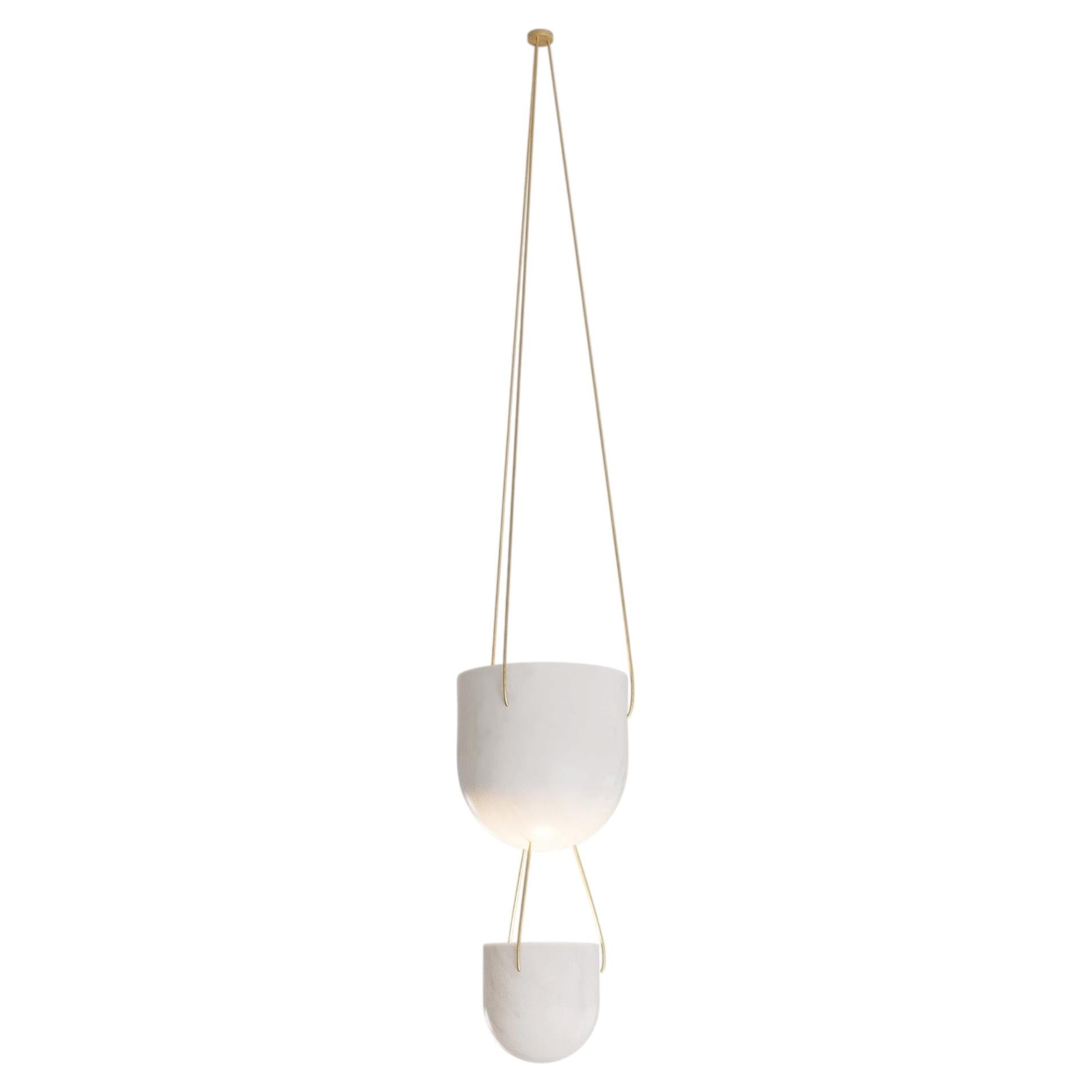 Modern Marble Lighting Pendant 'Sencer' by On.Entropy, in Translucent Marble