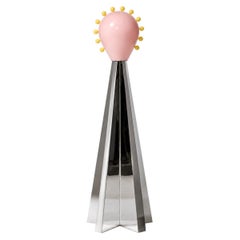 Contemporary Chicklet Floor Lamp by Merve Kahraman Pink Glass & Stainless Steel
