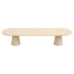 Race Track Oval Epoxy Resin Dining Table Two Round Tapered Pedestals by Facture