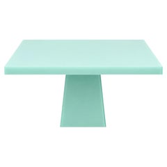 Contemporary Square Epoxy Resin Dining Table Square Tapered Pedestal by Facture