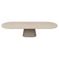 Contemporary Race Track Oval Resin Dining Table with Tapered Pedestal by Facture