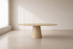 Contemporary Oval Epoxy Resin Dining Table with Oval Tapered Pedestal by Facture