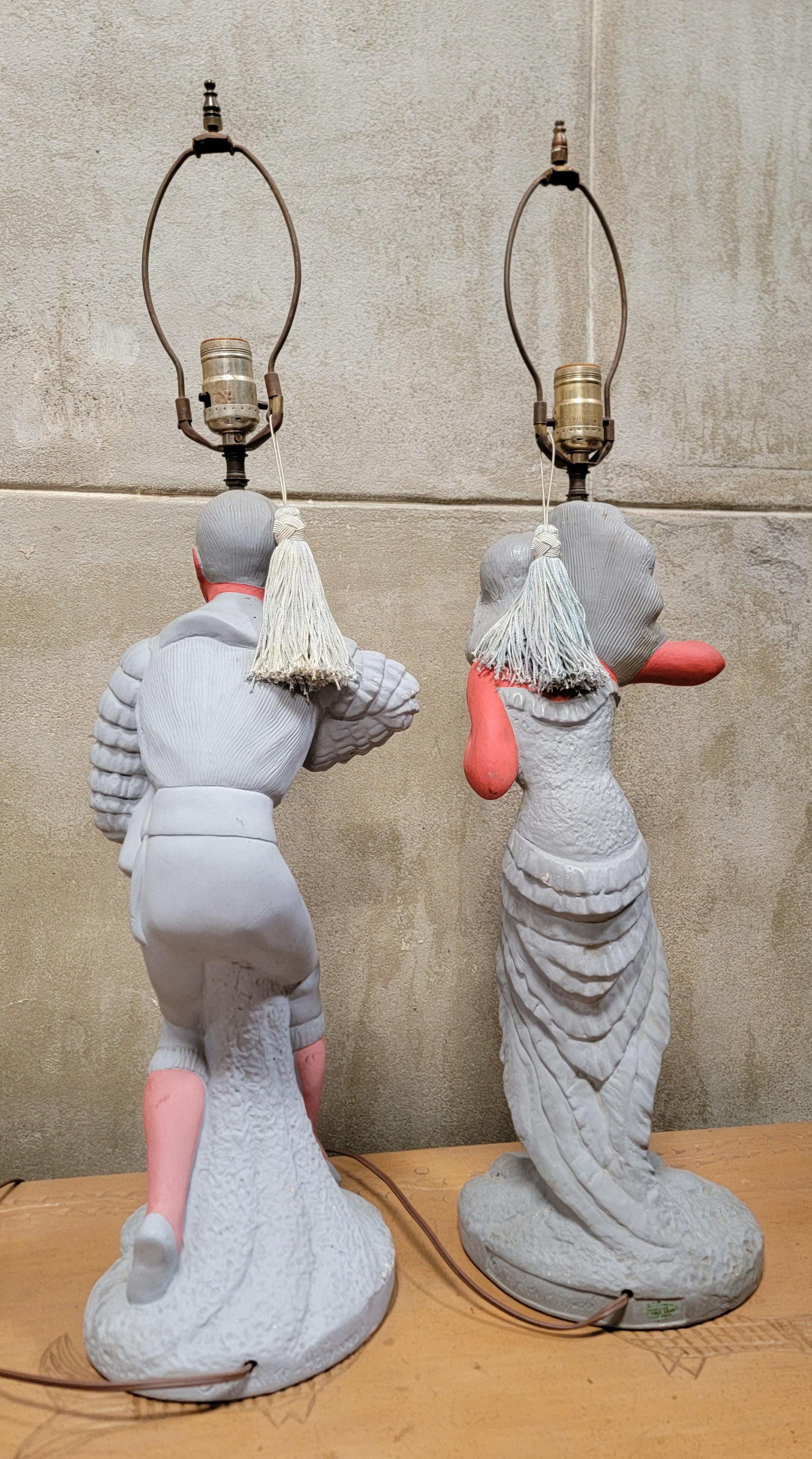 Composition Lampes Figurales Hollywood Regency par Royalite of Hollywood 1950's en vente