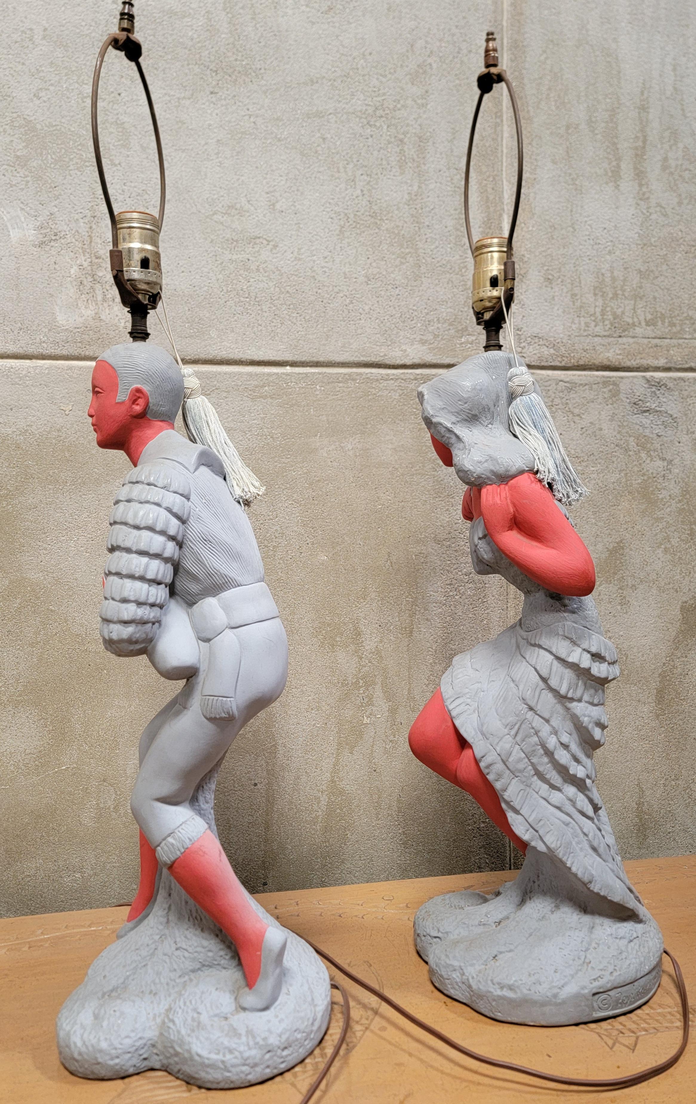 Lampes Figurales Hollywood Regency par Royalite of Hollywood 1950's en vente 1